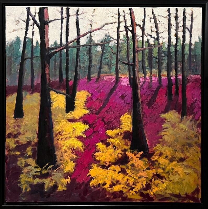 &quot;Fougère d&#39;automne&quot; 30x30&quot; Oil on Canvas Painting Framed