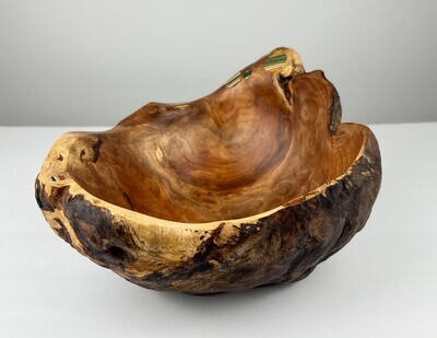 Maple Burl Wooden Bowl with Repurposed Skateboards Bubbles