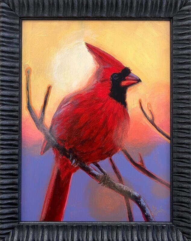 &quot;Winter Cardinal&quot; 8x10&quot; Framed Mixed Media 7.25x 9.25&quot;
