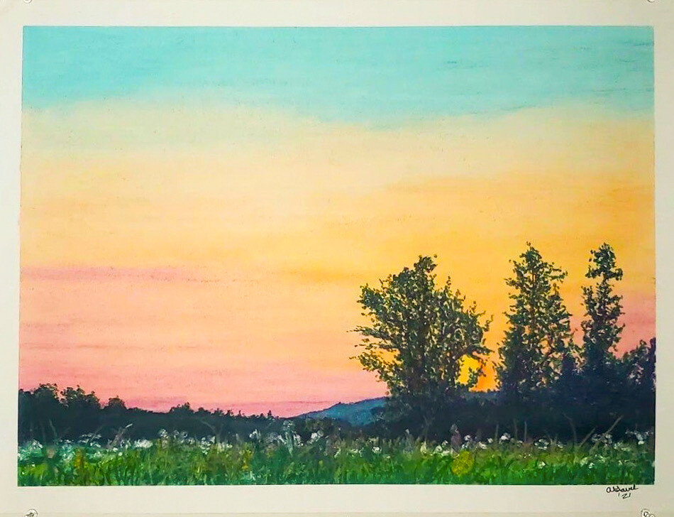 &quot;Deep Hole&quot; Oil Pastel Framed 29.5x23&quot;