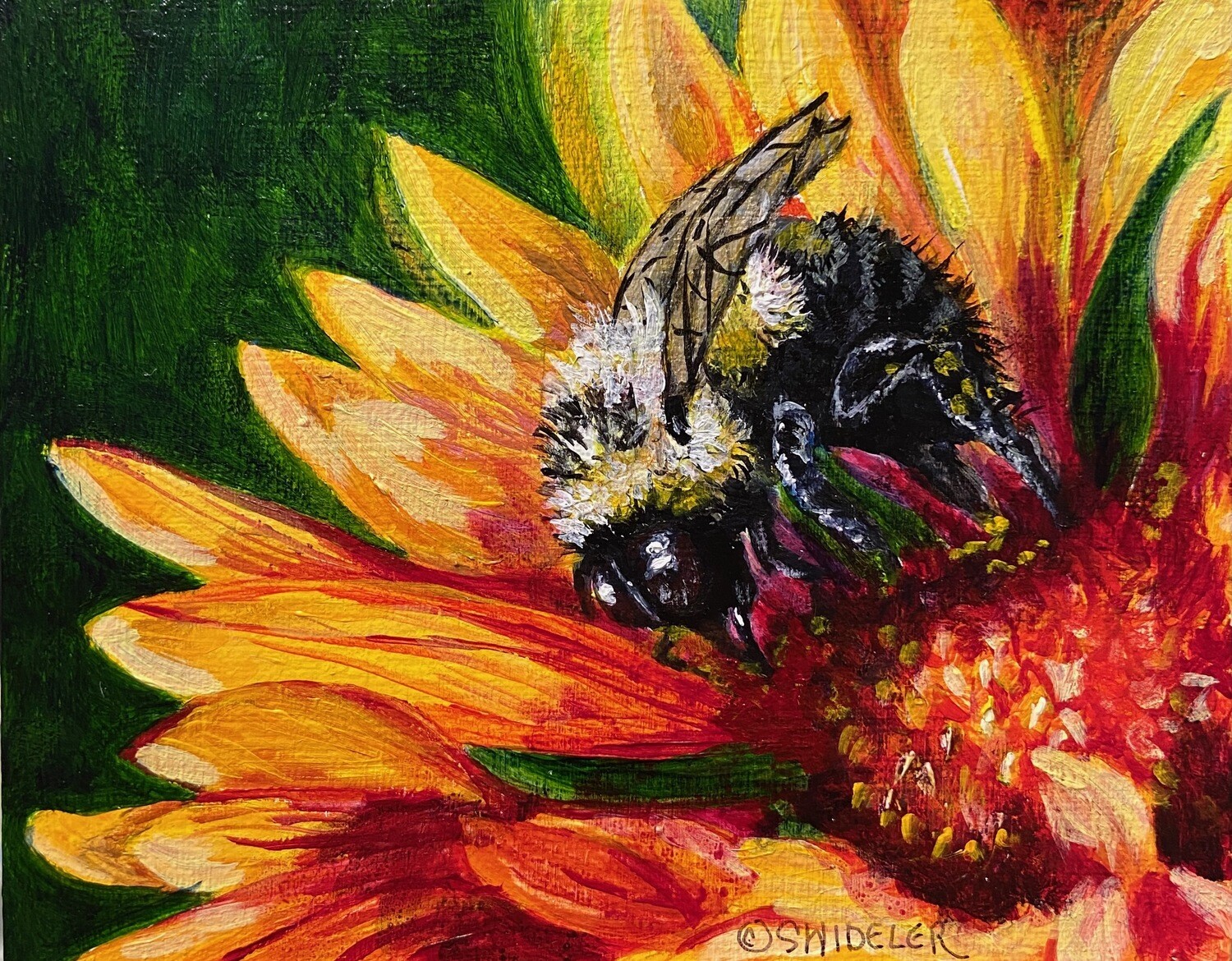"Bee Happy" Acrylic on Panel 4x6"