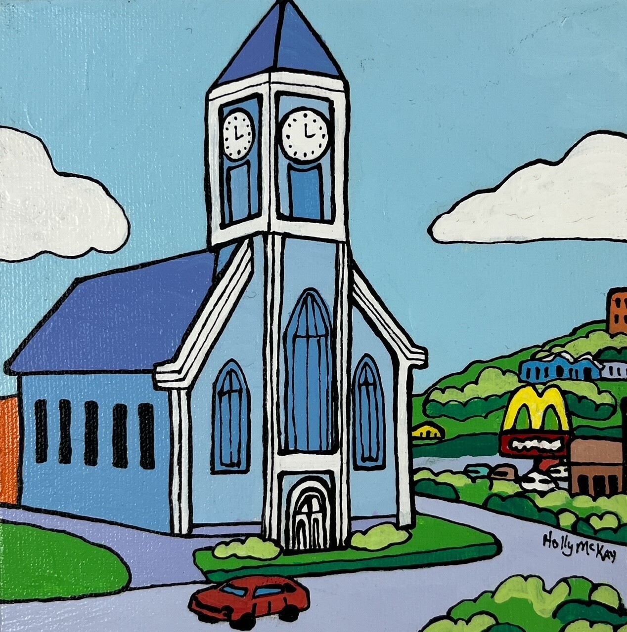 "St. Luke's Anglican Church" 6x6" Acrylic on Canvas