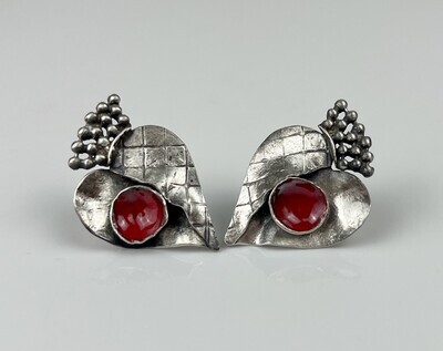 Heart Post Earrings Sterling Silver & Enamel