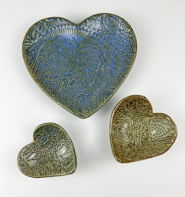 Small Textured Heart Bowls