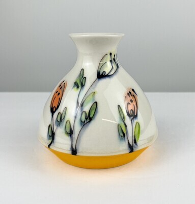 Mid-Modern Floral Pottery Vase Small