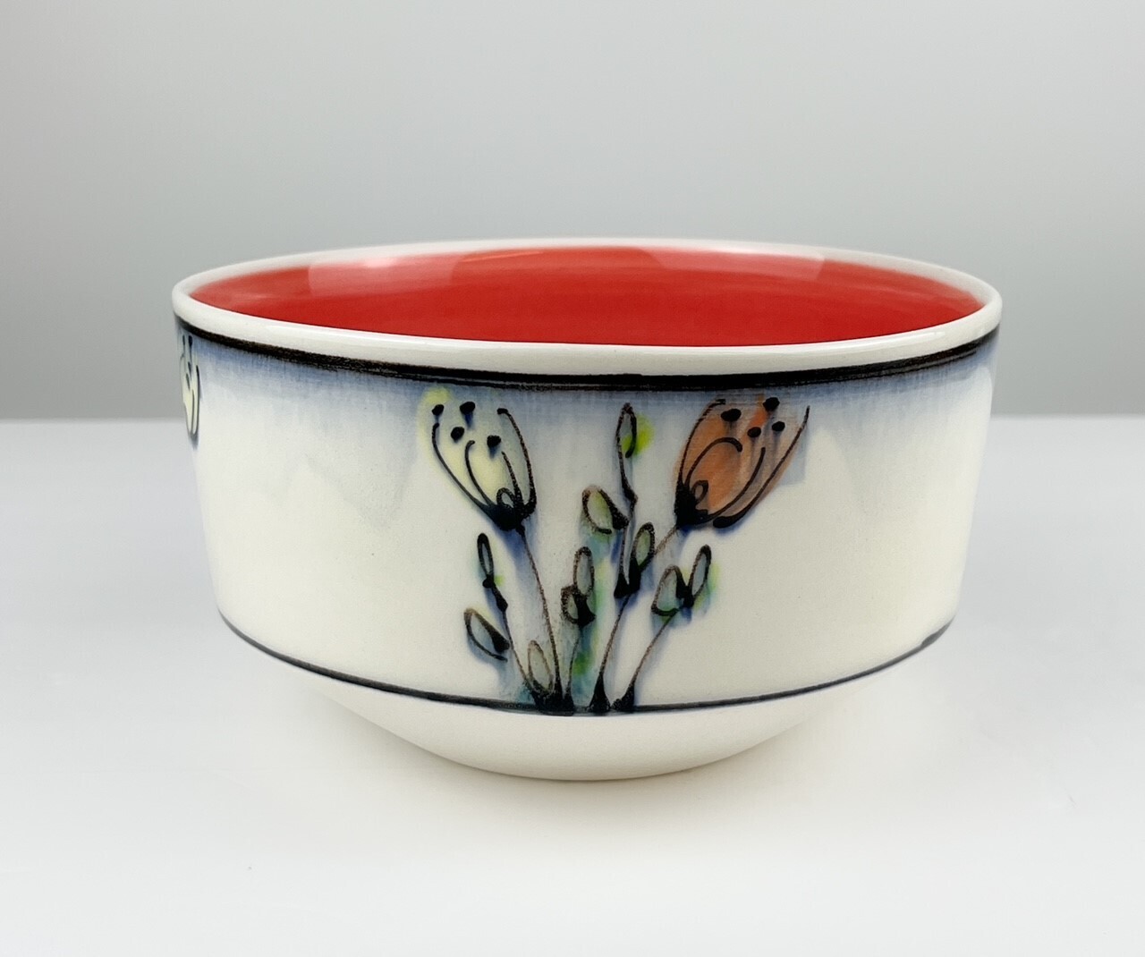 Mid-Mod Small Floral Pottery Bowl