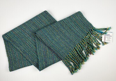 Blue/Green Scarf: Wool, Silk, Yak & Cashmere 67x10