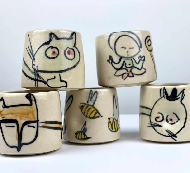 Darren Emenau Saint John New Brunswick Handworks Whimsical Pottery Small Thumbprint Tumblers