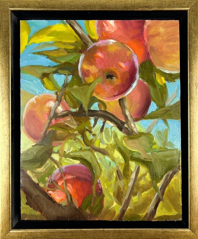 "The Apple Orchard" 8x10" Oil on Panel Framed 10x12"
