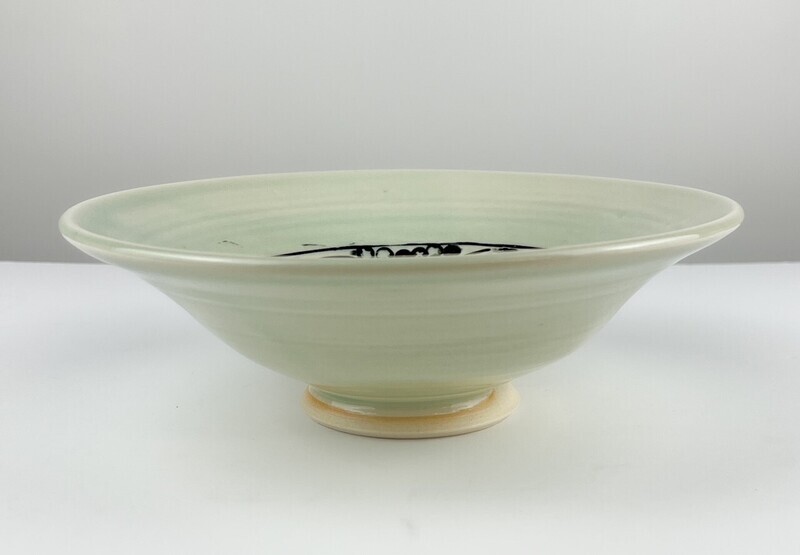 Inlaid Celadon Pottery Bowl with Black Detail