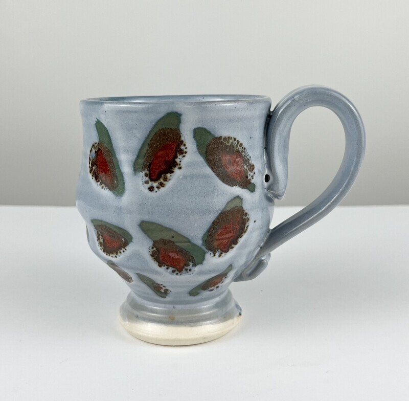 Flo Grey &amp; Red Polka Dots Pottery Mugs