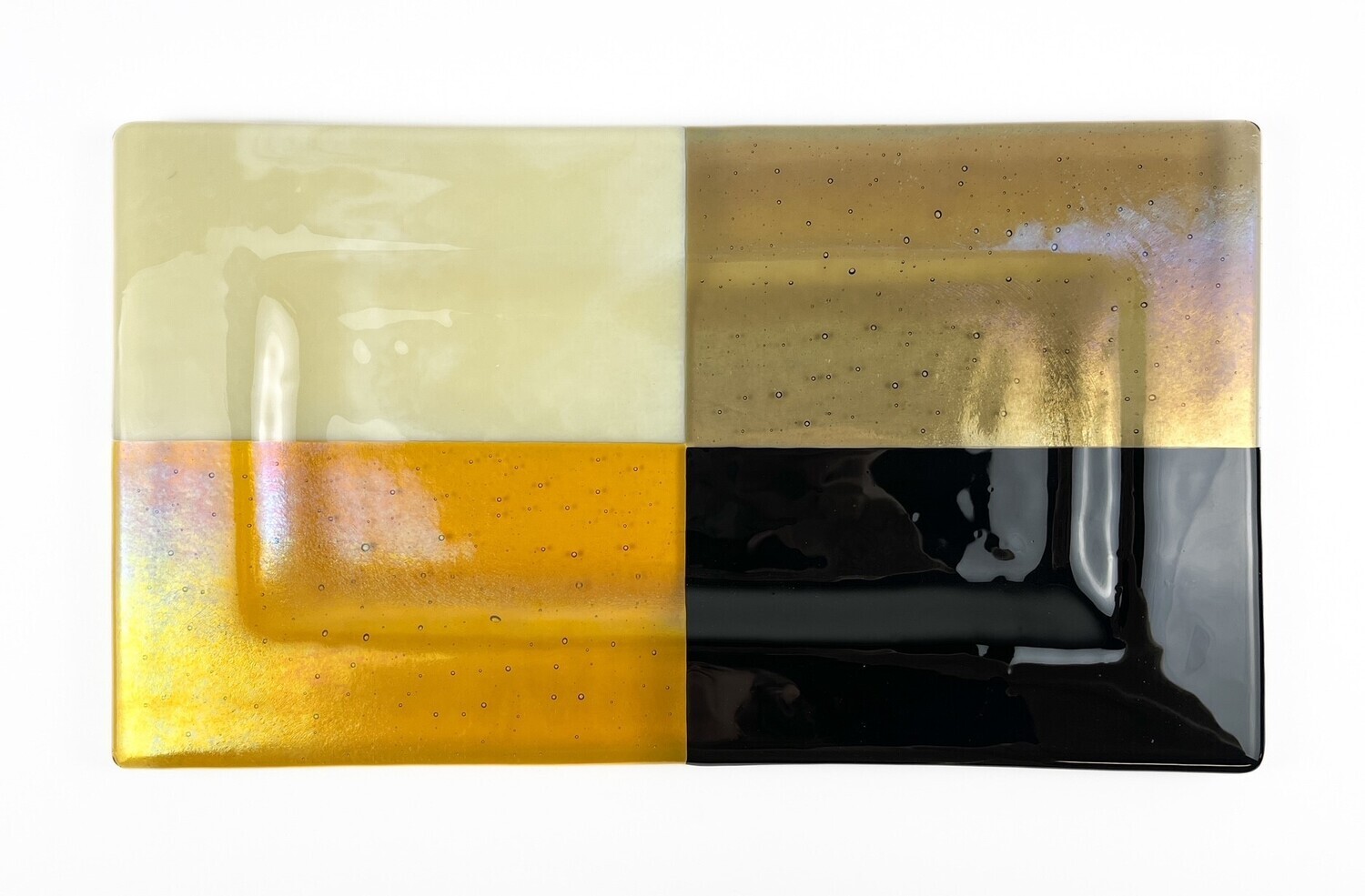 Glass Tray White, Yellow, Black & Cream 18x9
