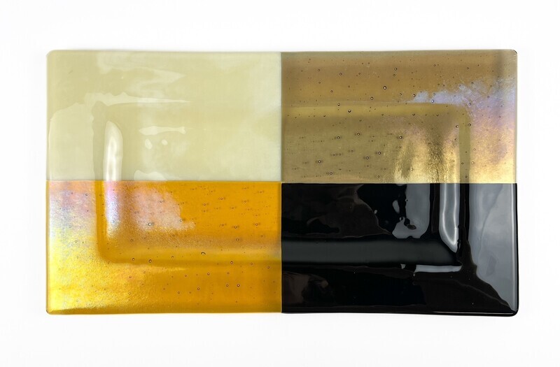 Glass Tray White, Yellow, Black &amp; Cream 18x9&quot;