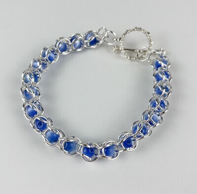 Blue Selenite Crystal Sterling Silver Bracelet