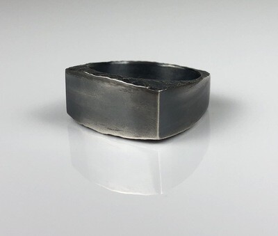 Signet Grandfather Band Oxidized Sterling Silver Ring
