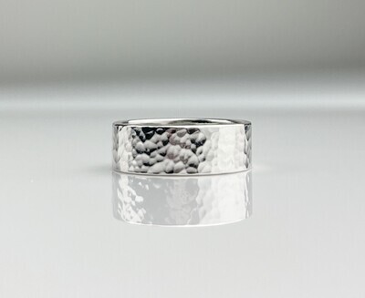 Hammered 7mm Wide Sterling Silver Ring