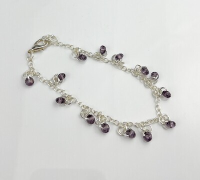 Purple Crystal Sterling Silver Bracelet