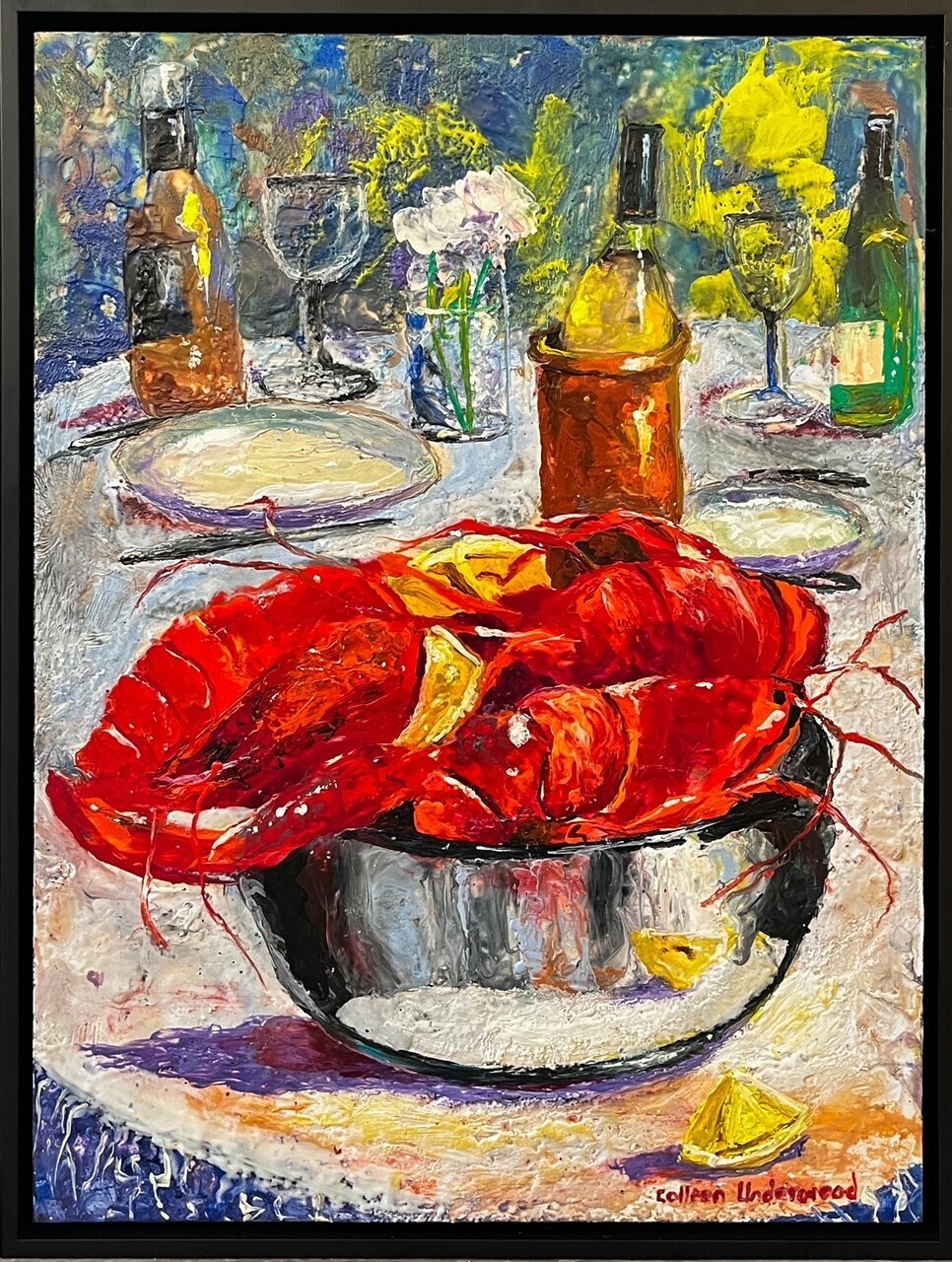 &quot;We &quot;Shell&quot; Feast&quot; Encaustic Oil 18x24&quot; Framed 19.25x25.25&quot;