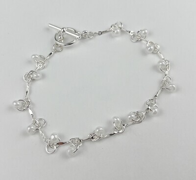 White Crystal Beaded Sterling Bracelet 8