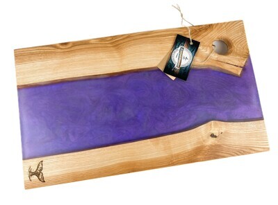 Purple Epoxy Charcuterie Board with Whale Tail Etched 11x19