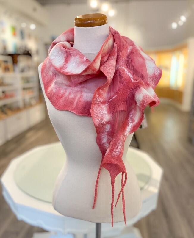 &quot;Rose Petals&quot; Felted Wool and Silk Scarf