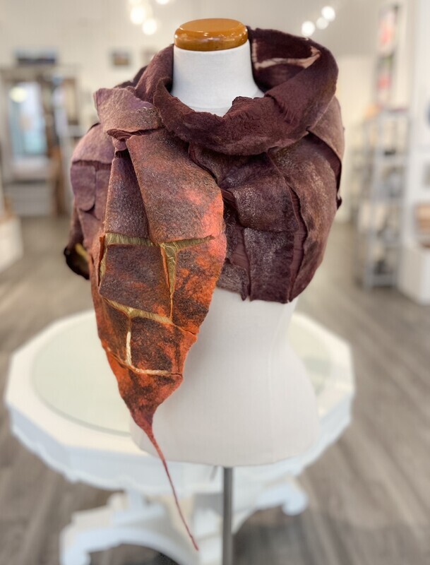 &quot;Warm Purple Night&quot; Felted Wool and Silk Scarf