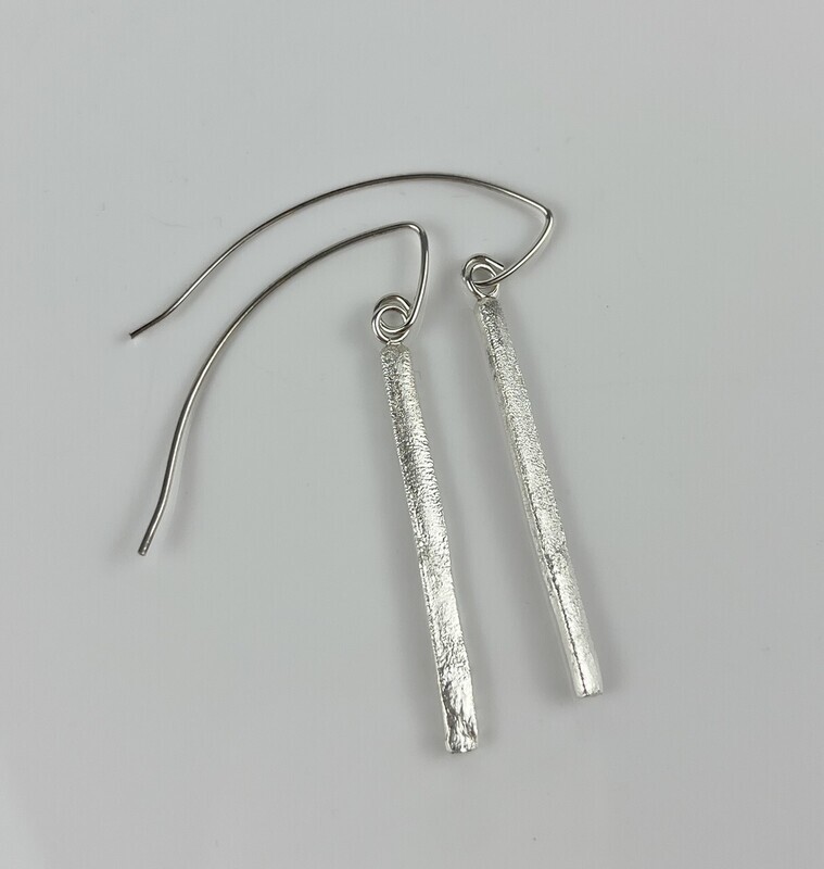 Long Silver Bar Earrings