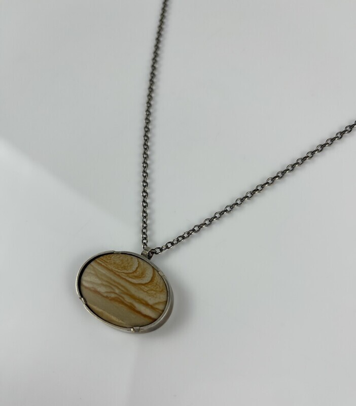 Patty Goodine Five Crows Silver Saint John New Brunswick Canada Handworks Canadian Jeweler Matte Jasper Pendant Silver