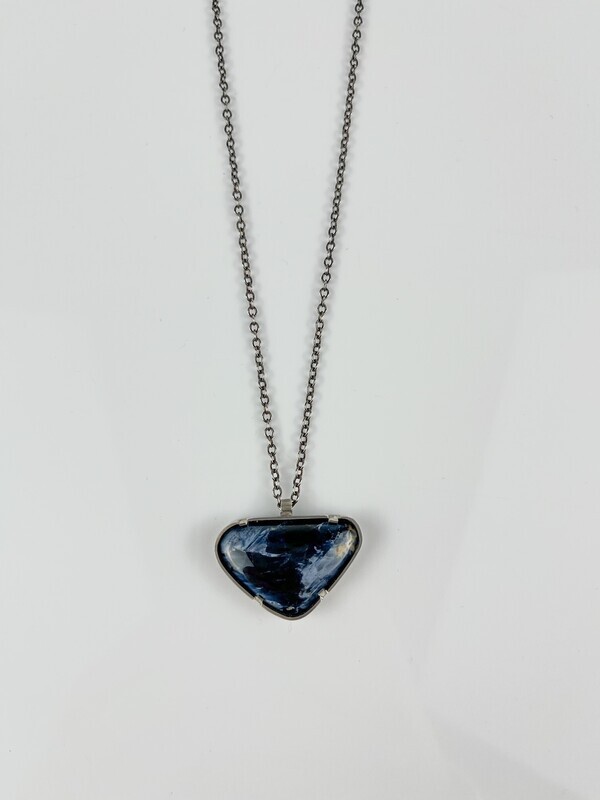 Pietersite Pendant 18" Oxidized SS