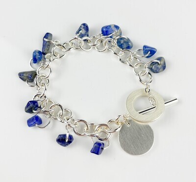 Lapis and Sodalite Bracelet Sterling Small X-Small