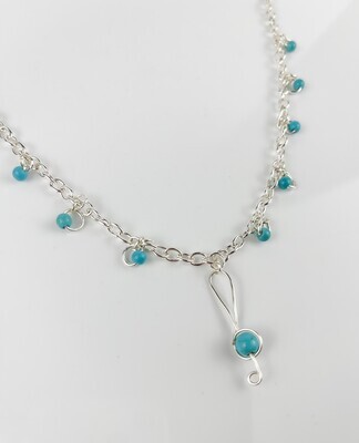 Silver Chain Pendant with Dyed Howlite
