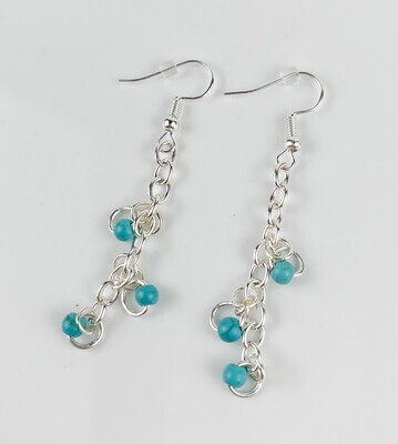 Silver Chain Earrings with Dyed Howlite