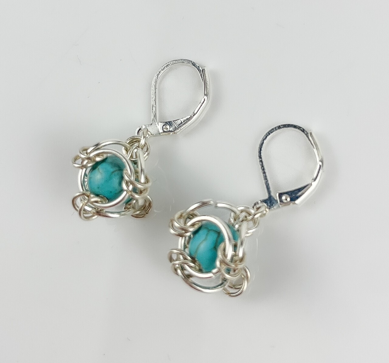 Silver Hook Earrings, Options: A- Dyed Howlite