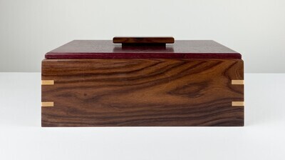 Wooden Keepsake Box Santos Rosewood, Purple Heart Top/ Brazilian Cherry Liner 11x7x4