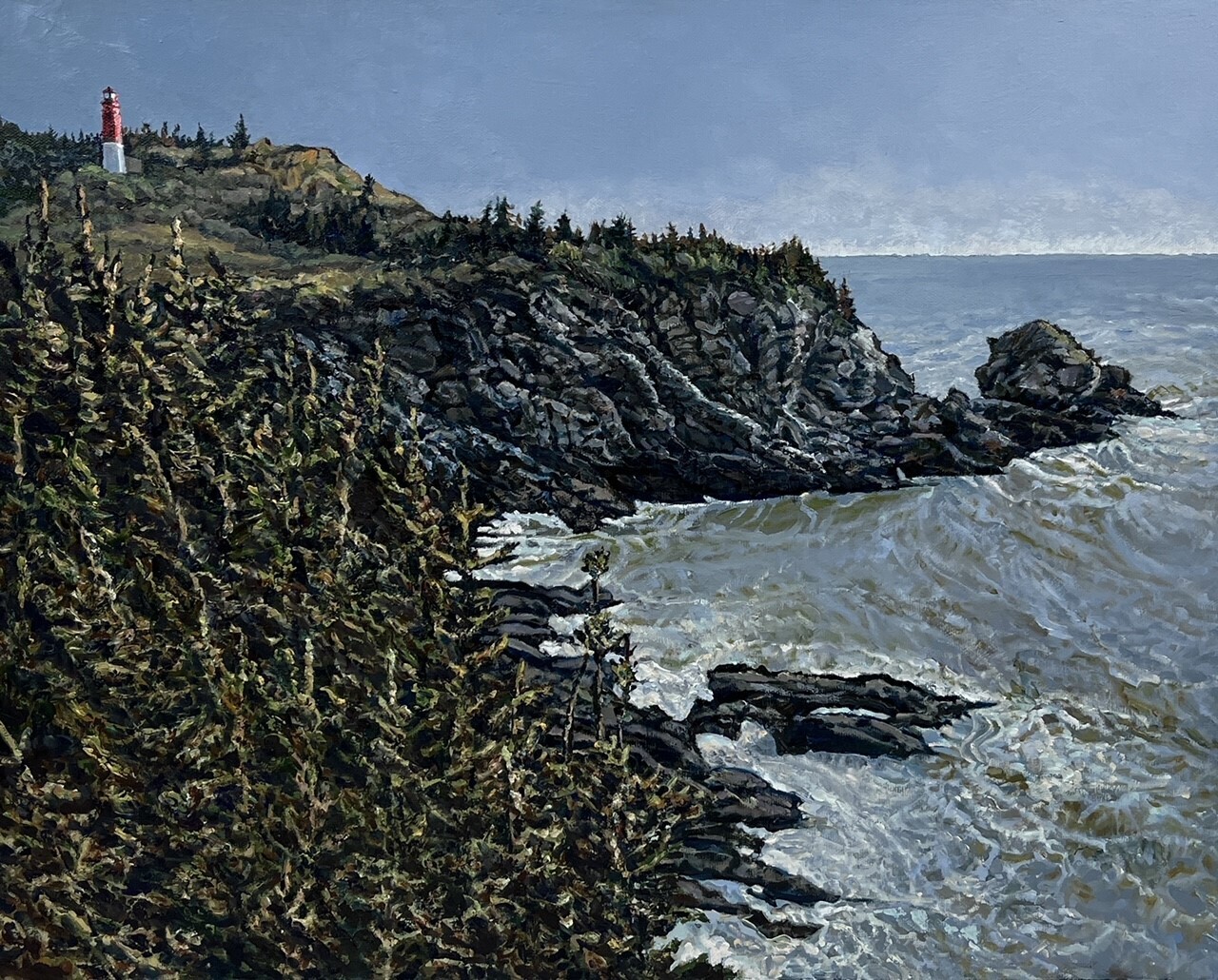 "Lighthouse, Cape Spencer" Acrylic & Oil 16x20"