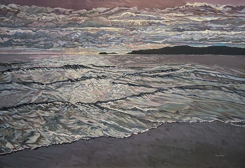 Lynn Wigginton Saint John New Brunswick Canada Handworks Canadian Acrylic Oil Painting &quot;Shimmering Sunset: Bayshore&quot; 