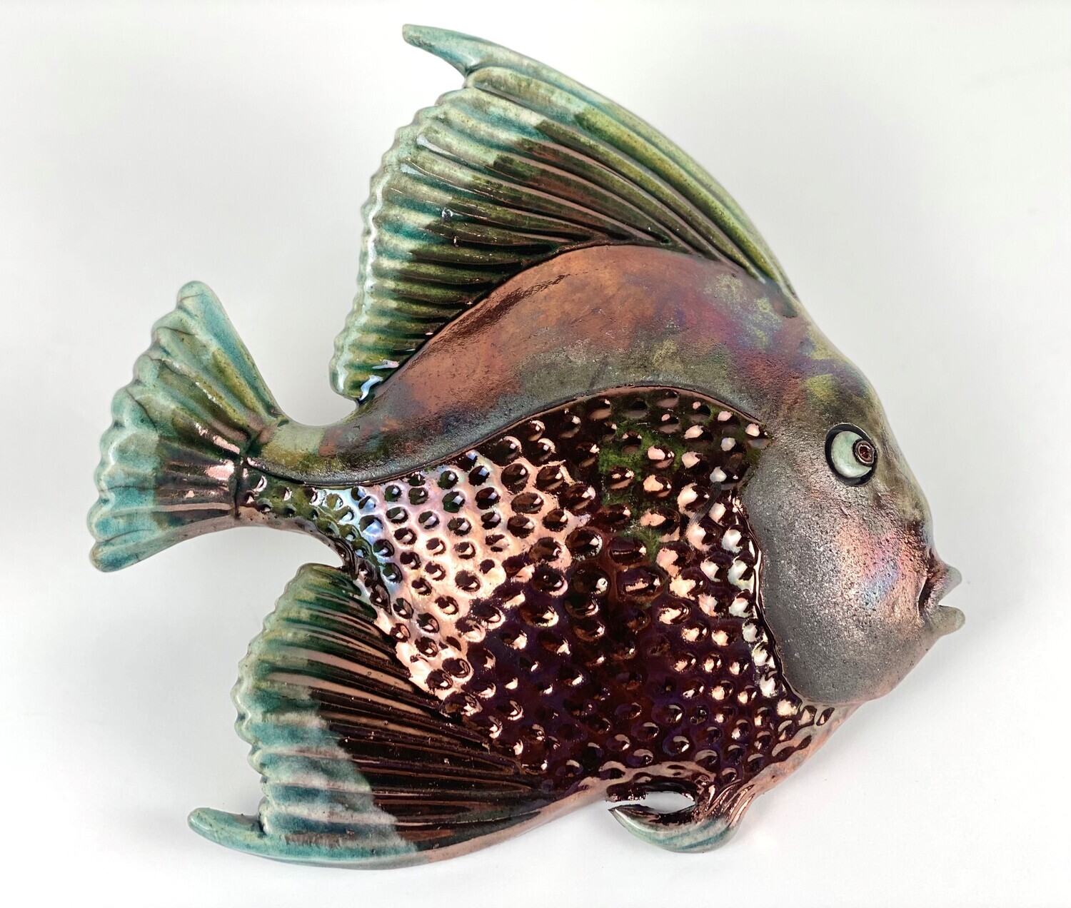 Large Angel Fish Pottery Wall Hanging (Right Facing), Option: A