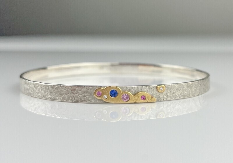 Dimitri Gagnon Morris Saint John New Brunswick Canada Canadian Jewelry Handworks Silver Bangle 18K Gold Sapphires Diamonds