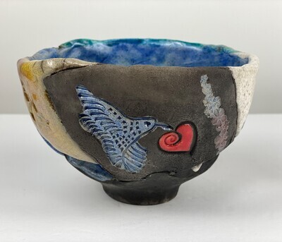 Hummingbird Raku Pottery Bowls