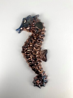 XL Raku Seahorse Pottery Wall Hanging