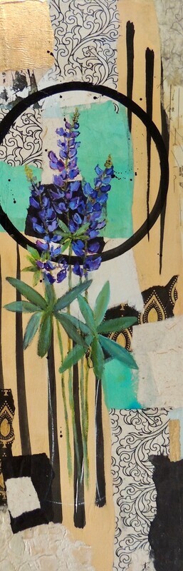&quot;Lupins are June&quot; 13x36&quot; Mixed Media Painting on Canvas