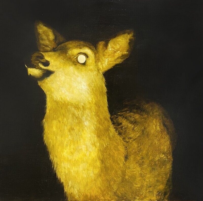 Theresa MacKnight Saint John New Brunswick Canada Handworks Canadian Painting, Oil, &quot;Goldie&quot; Deer
