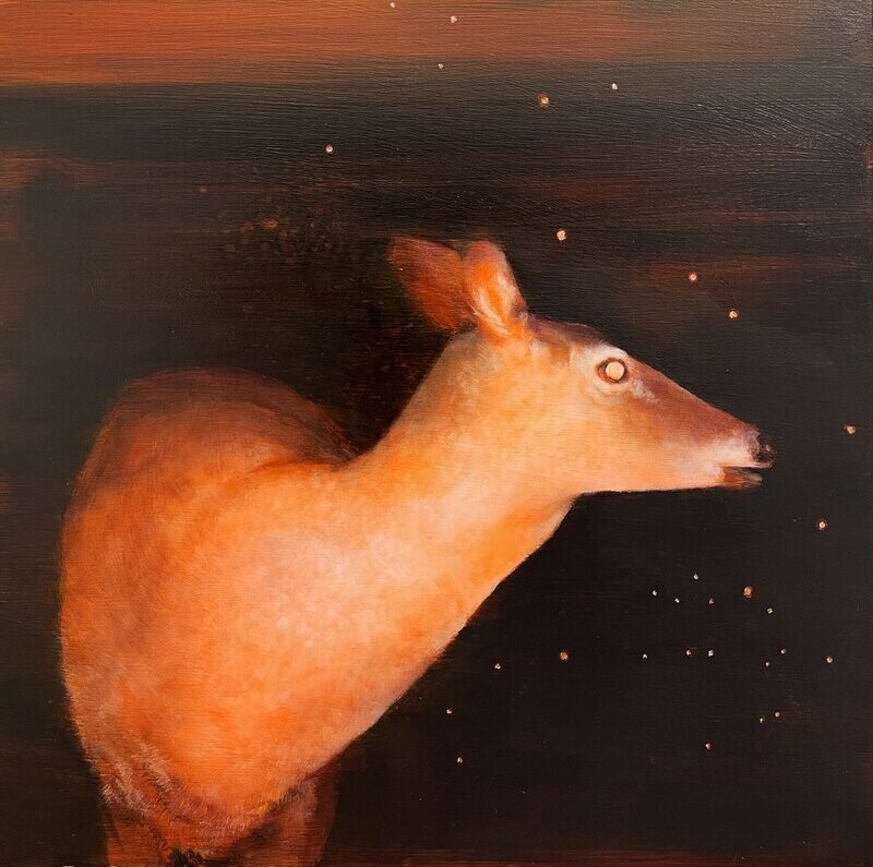 Theresa MacKnight Saint John New Brunswick Canada Handworks Canadian Painting, Oil, &quot;Alice&quot; ​Deer