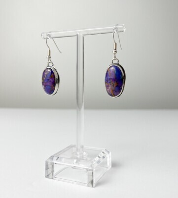 Turquoise Purple Oval Earrings SS