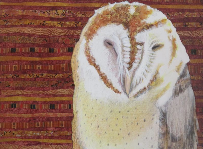 "Barn Owl II" Mixed Media on Wood Canvas 12x9"