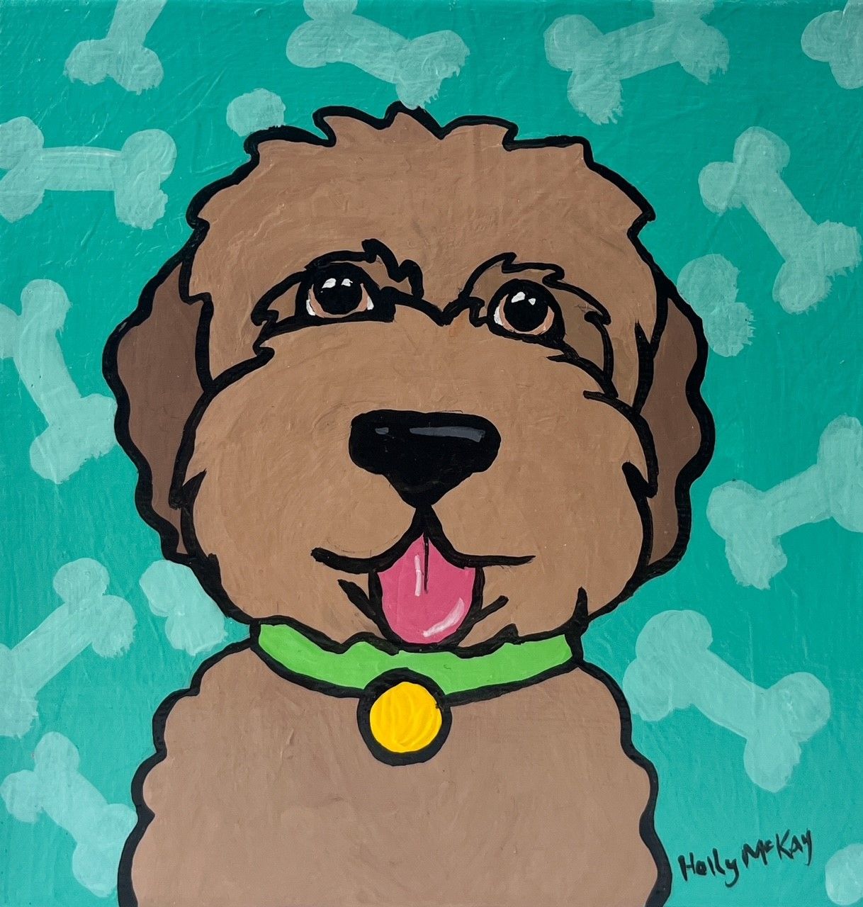 "Labradoodle" 6x6" Acrylic Painting on Canvas