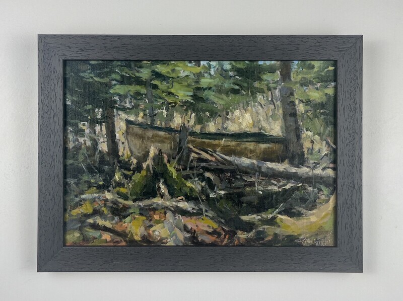 Theresa MacKnight Saint John New Brunswick Canada Handworks Canadian Painting, Oil, &quot;Old Boat, Katy&#39;s Cove&quot; Framed