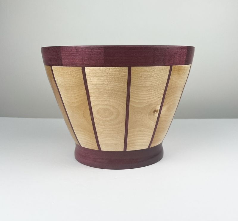 Bob Hunter Saint John New Brunswick Canada Handworks Gallery Canadian Woodwork Artist Maple Purple Heart Segmented Wood Bowl 