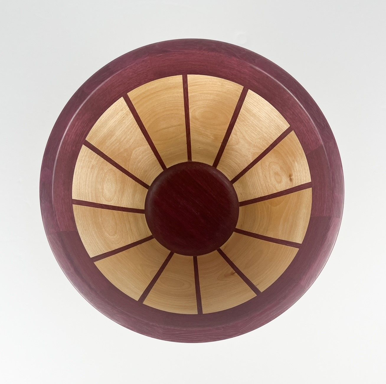 Maple &amp; Purple Heart Segmented Wooden Bowl 8&quot;
