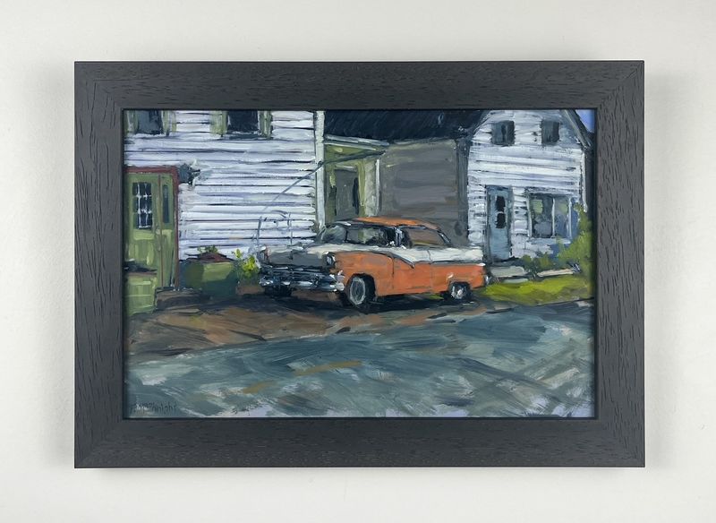 Theresa MacKnight Saint John New Brunswick Canada Handworks Canadian Painting, Oil, &quot;Creamsicle&quot; ​Vintage Car Framed